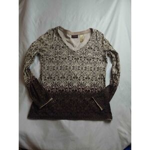 Vtg 90s Villager Top Womens L Brown Ombre Damask Dark Mori Whimsigoth Fairy Y2K